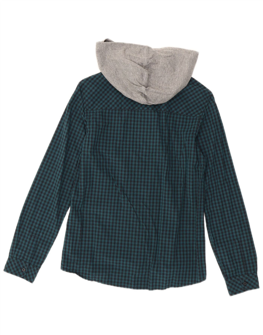 Camisa masculina com capuz Benetton pequena azul guingão