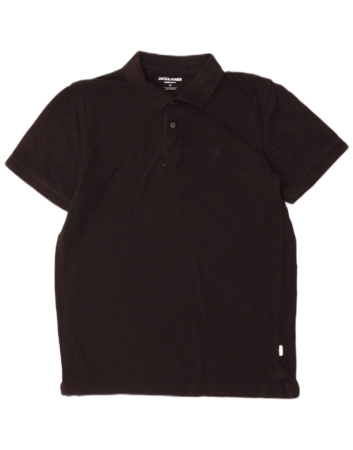 Camisa polo masculina Jack & Jones de algodão preto médio