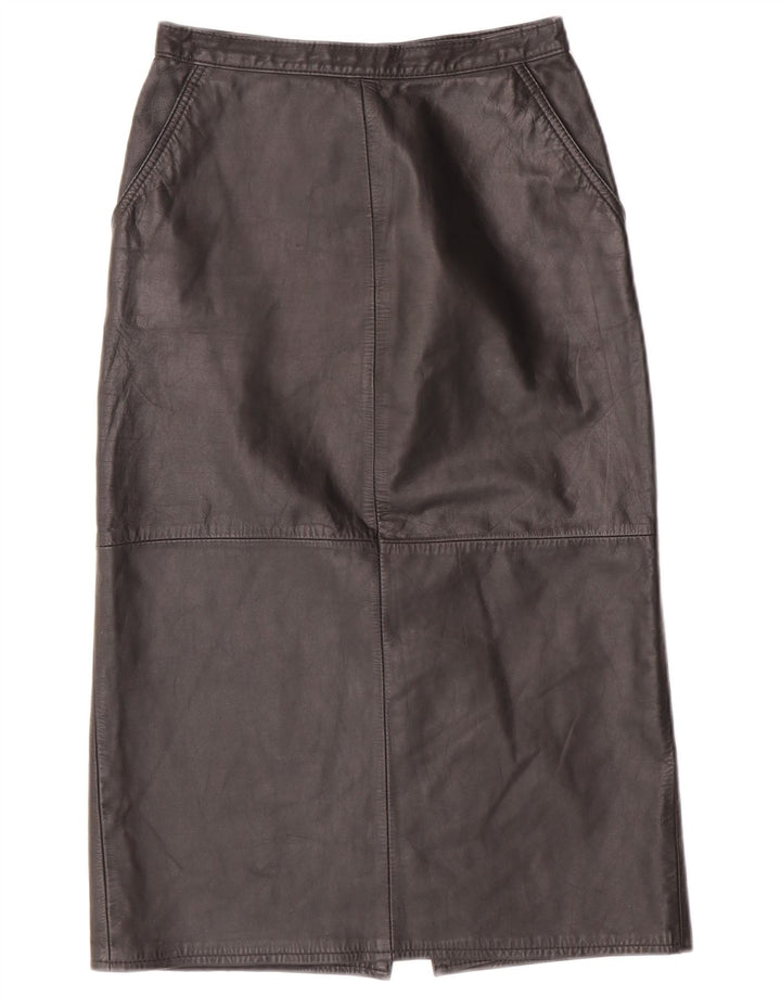 Saia feminina de couro de cintura alta CHALICE Reino Unido 8 pequena W24 couro preto