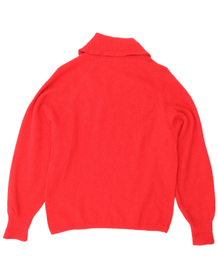 Suéter feminino vintage com gola xale e lã vermelha média Reino Unido 12