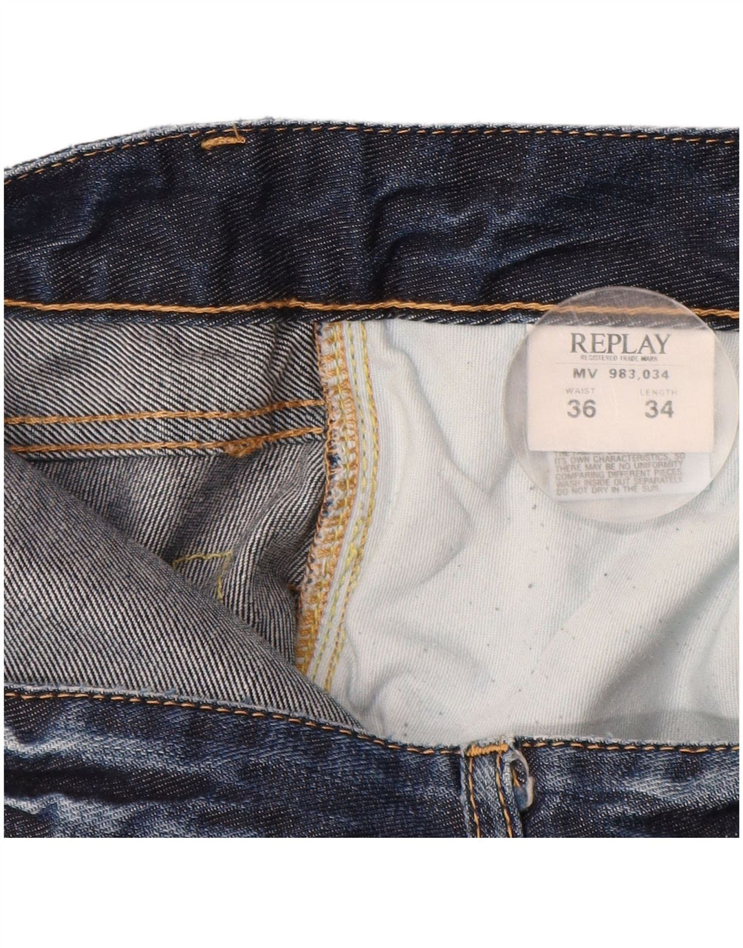 REPLAY Masculino Bootcut Jeans W36 L34 Azul Marinho Algodão