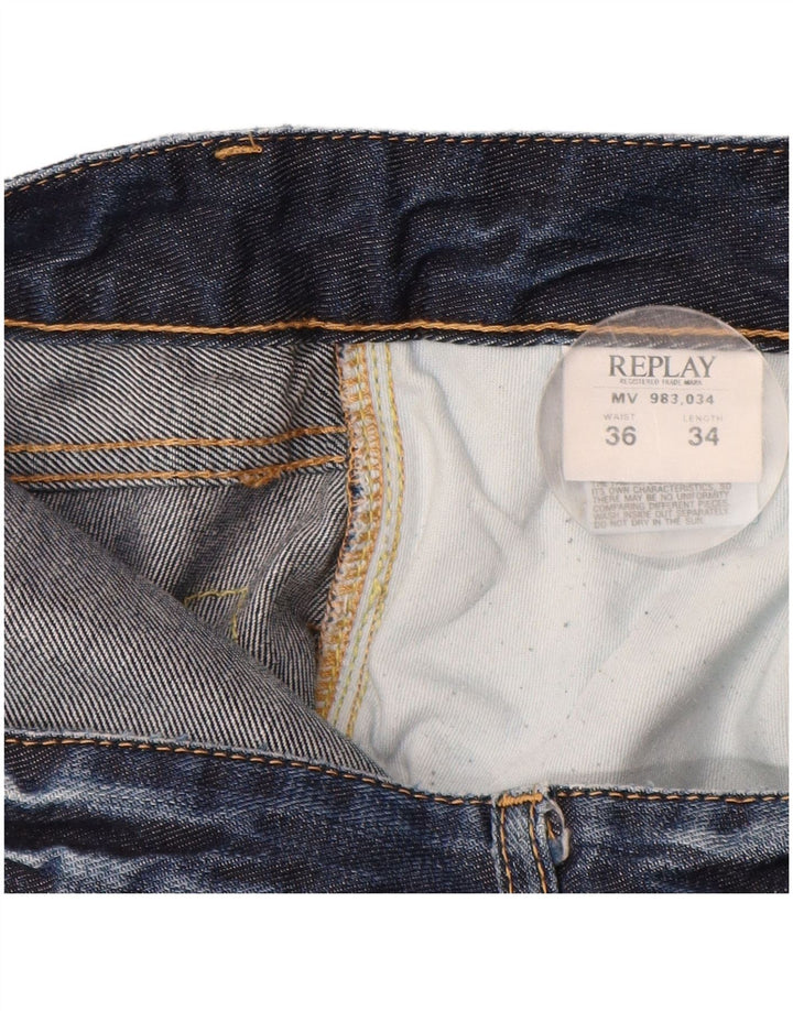 REPLAY Masculino Bootcut Jeans W36 L34 Azul Marinho Algodão