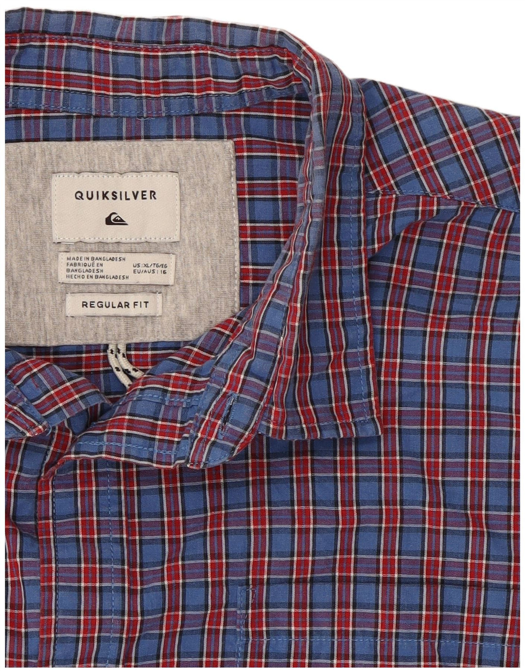 Camisa Quiksilver Menino Manga Curta Regular Fit 15-16 Anos Xadrez Azul