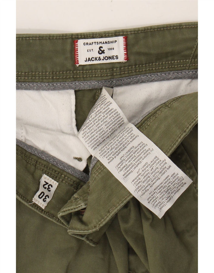 JACK & JONES Mens Slim Chino Trousers W30 L32 Green Cotton Vintage Jack & Jones and Second-Hand Jack & Jones from Messina Hembry 