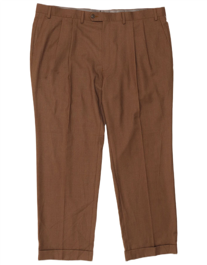 Calça de terno masculina RALPH LAUREN W42 L30 poliéster marrom
