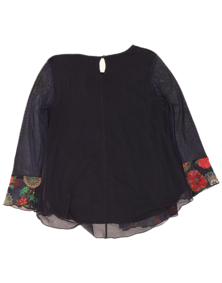 Blusa feminina de manga comprida DESIGUAL UK 12 médio azul marinho floral