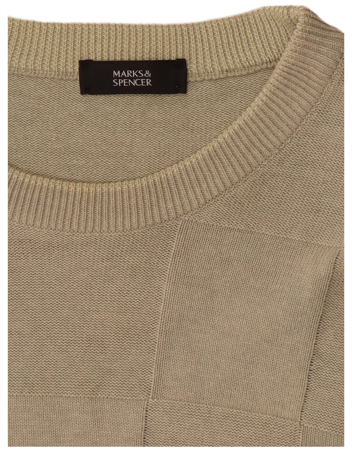 Suéter masculino Marks & Spencer com gola redonda, grande bege