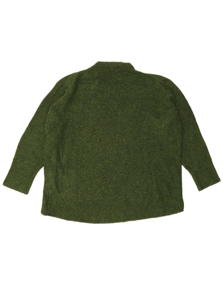 Zara Suéter feminino oversized com gola redonda Reino Unido 14 médio verde manchado