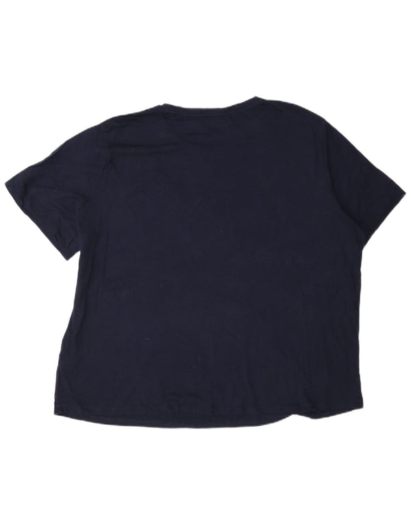 Camiseta feminina Ralph Lauren UK 20 2XL algodão azul marinho