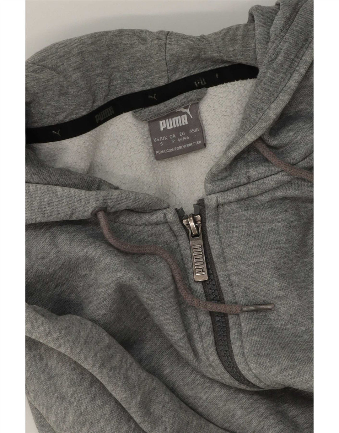 Suéter Puma masculino com capuz e zíper pequeno cinza manchado