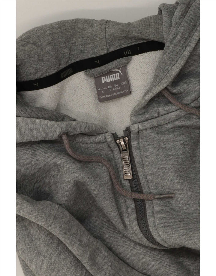 Suéter Puma masculino com capuz e zíper pequeno cinza manchado