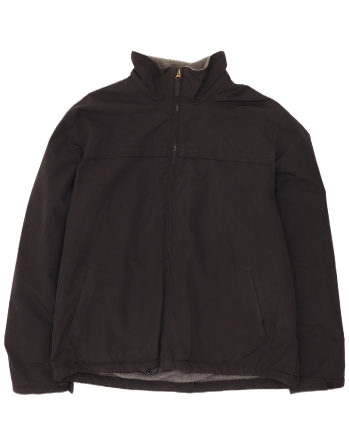 Jaqueta corta-vento masculina LANDS END UK 40 grande nylon preto