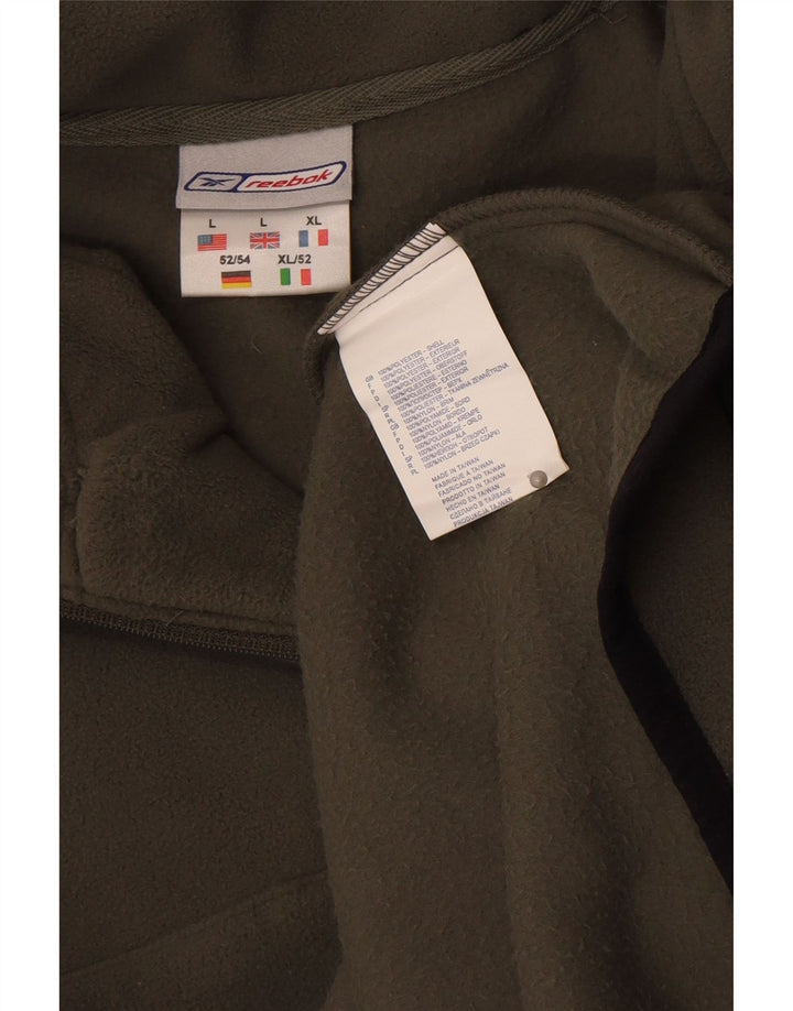 Reebok Mens Zip Neck Fleece Jumper Grande Poliéster Cáqui