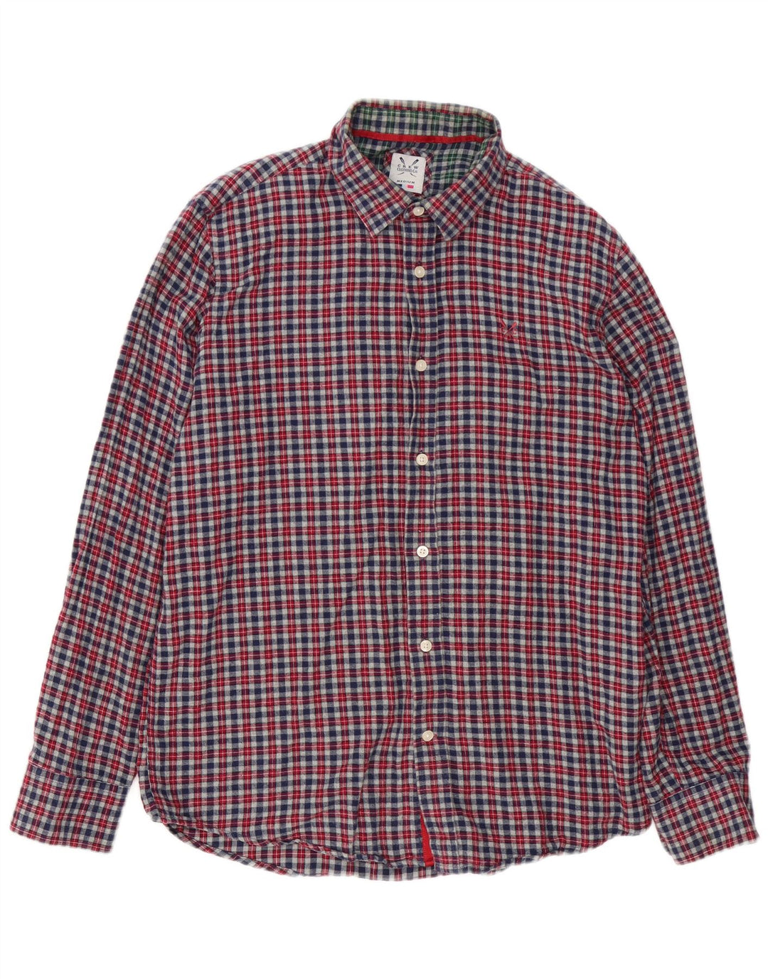 Camisa masculina de flanela de ajuste clássico da Crew Clothing algodão xadrez cinza médio