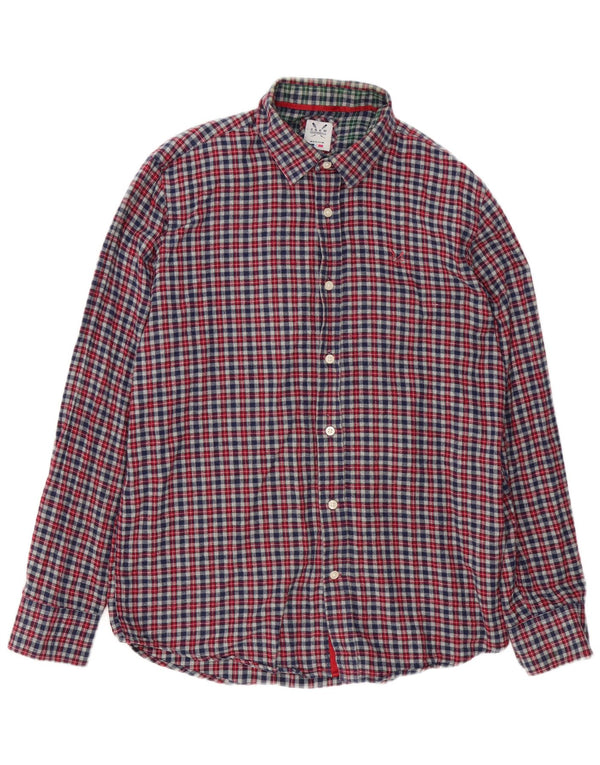 Camisa masculina de flanela de ajuste clássico da Crew Clothing algodão xadrez cinza médio