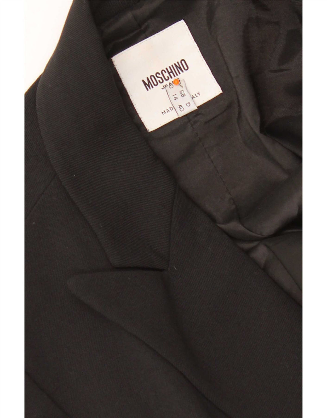 Jaqueta blazer feminina Moschino com 1 botão Reino Unido 14 poliéster preto médio