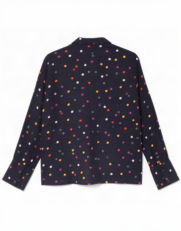 Cardigan feminino de manga comprida Zara UK 10 pequeno azul marinho manchado viscose