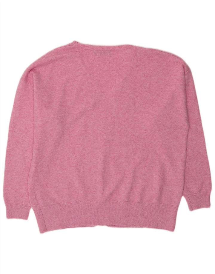 Suéter feminino Marks & Spencer grande com decote em V Reino Unido 14 médio rosa