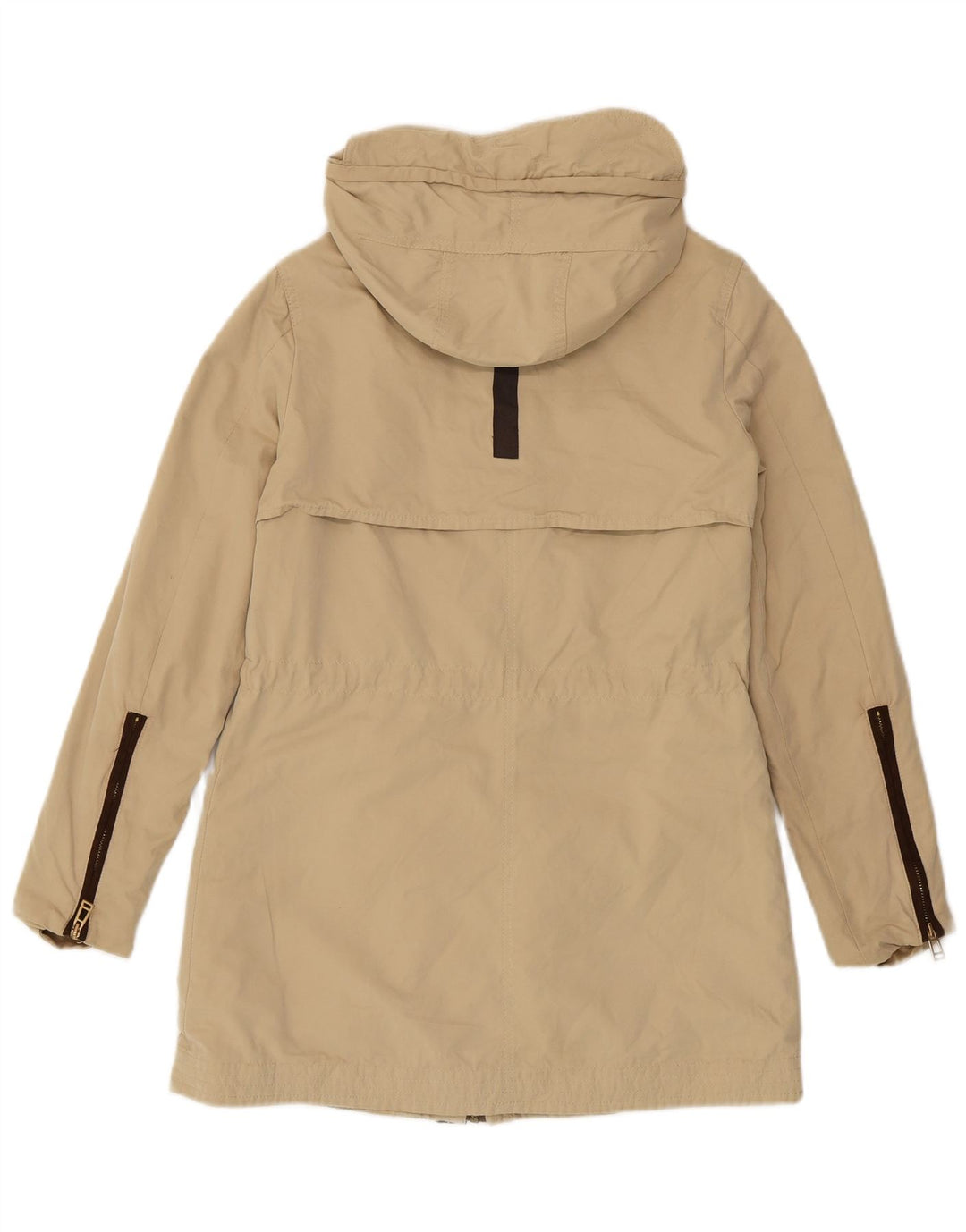 Zara Jaqueta Parka Feminina com Capuz Reino Unido 6 XS Poliéster Bege