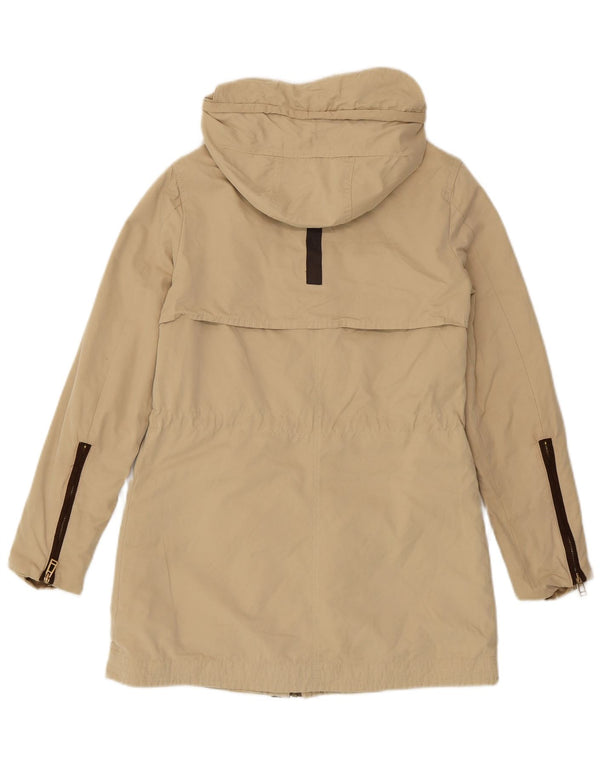 Zara Jaqueta Parka Feminina com Capuz Reino Unido 6 XS Poliéster Bege