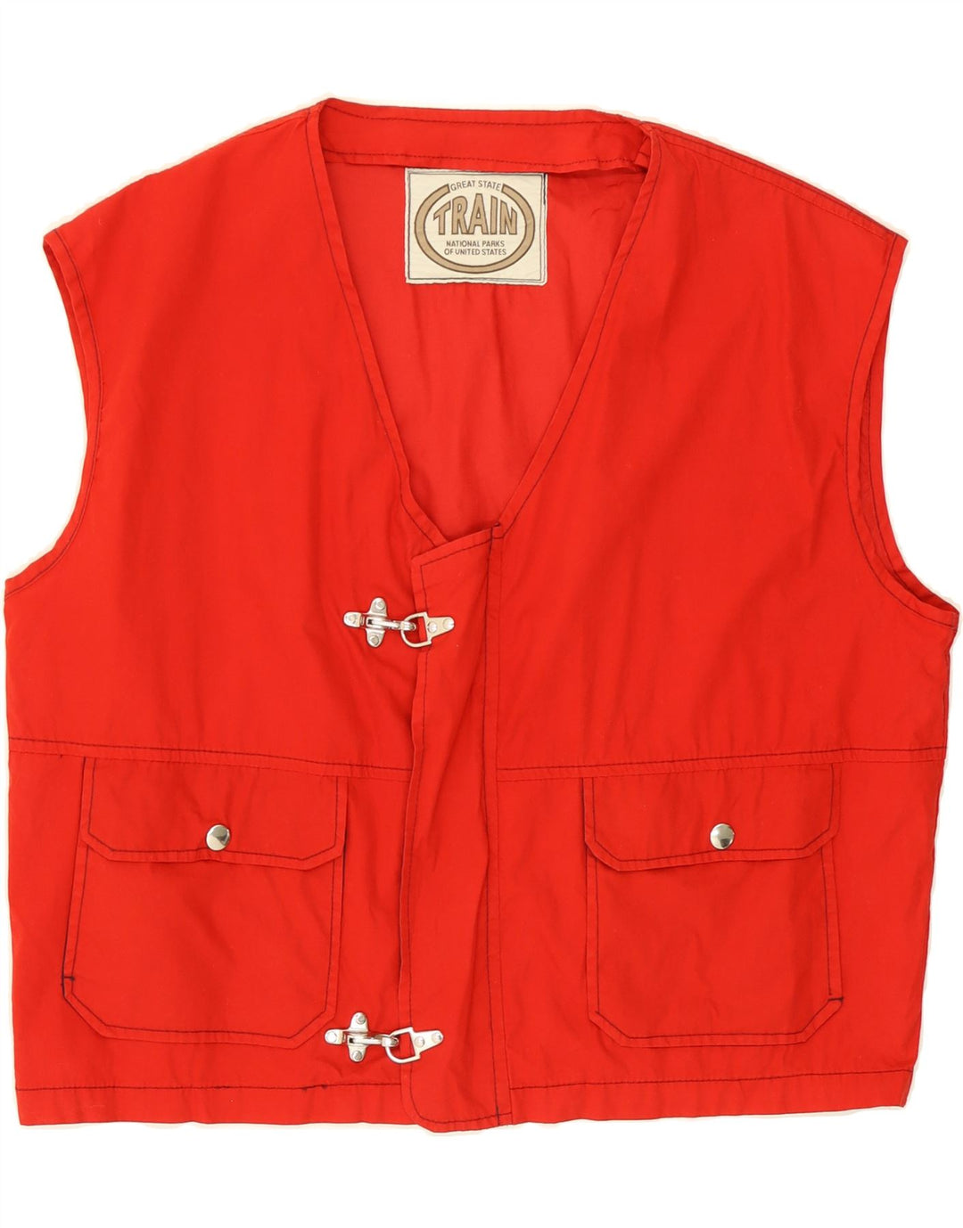 VINTAGE Mens Gilet UK 42 XL Red Cotton Vintage Vintage and Second-Hand Vintage from Messina Hembry 