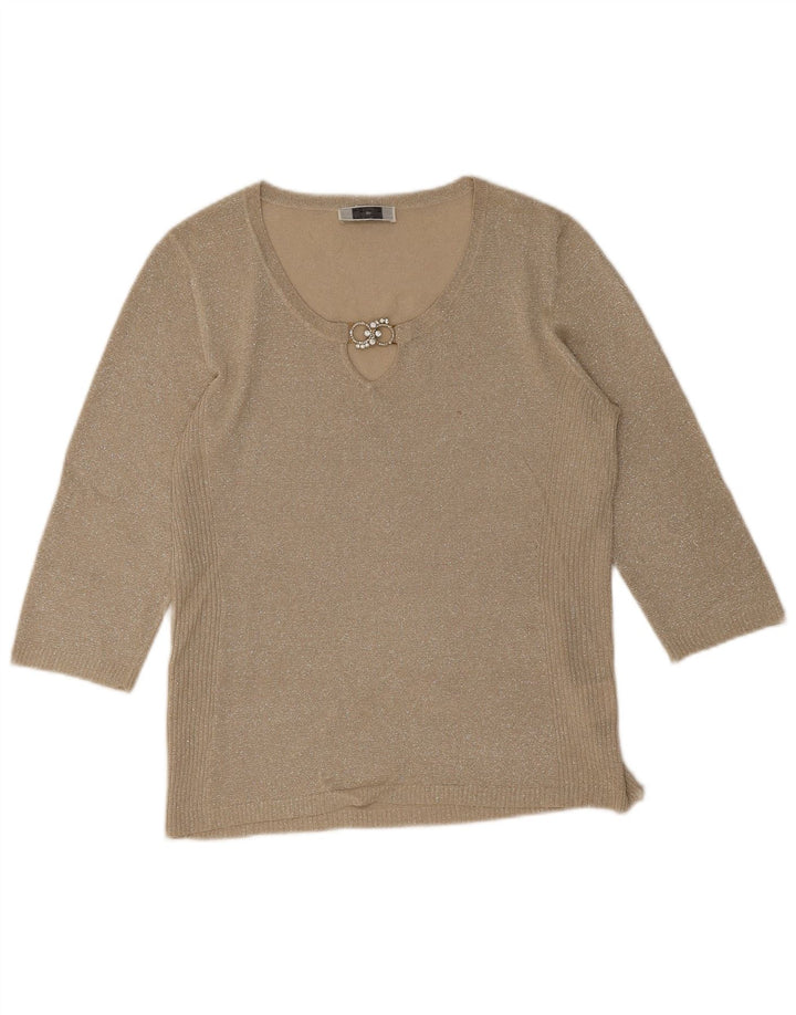 Top feminino Perte by Krizia manga 3/4 Reino Unido 12 médio bege