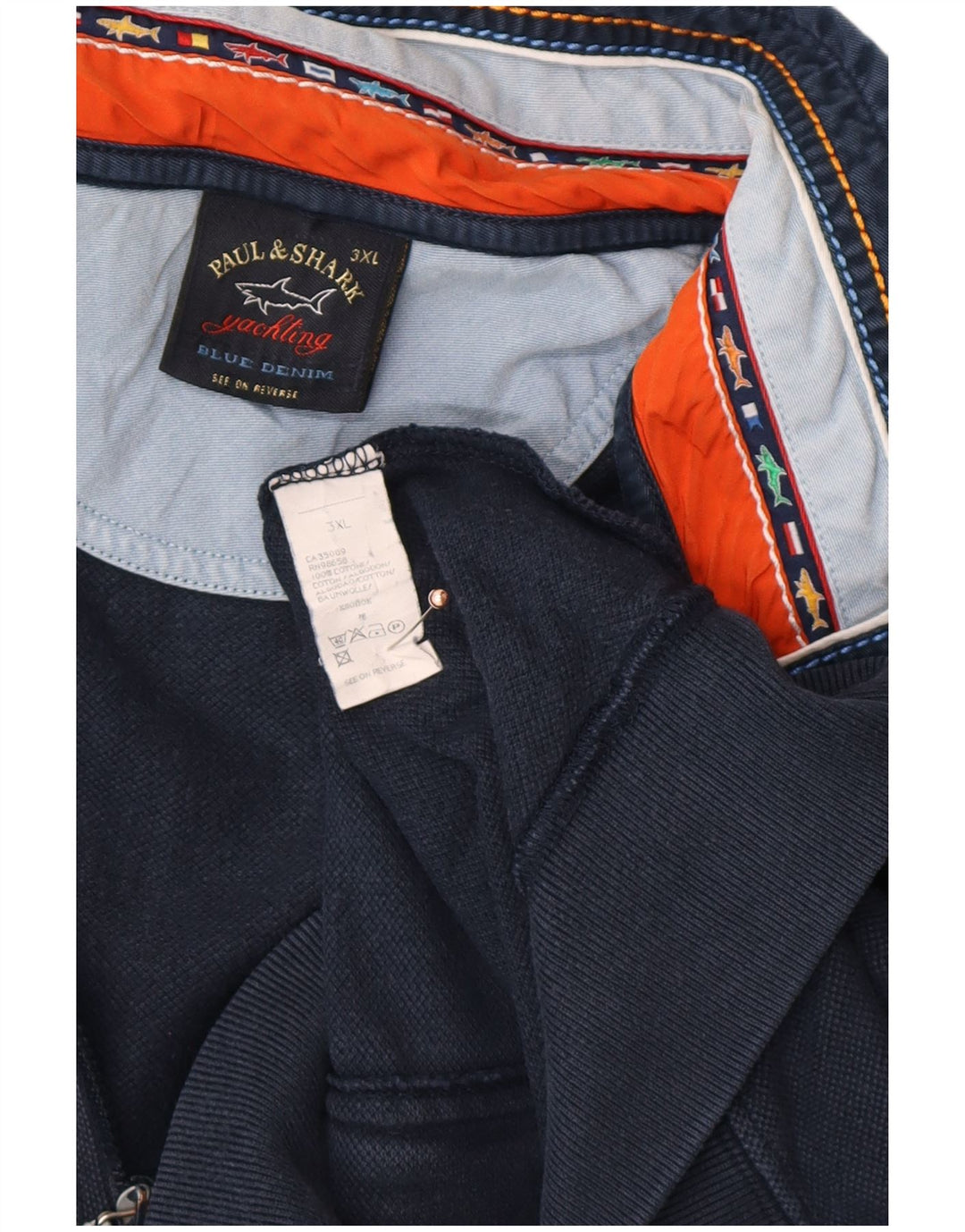 PAUL & SHARK Jaqueta masculina de treino para iate 3XL algodão azul marinho