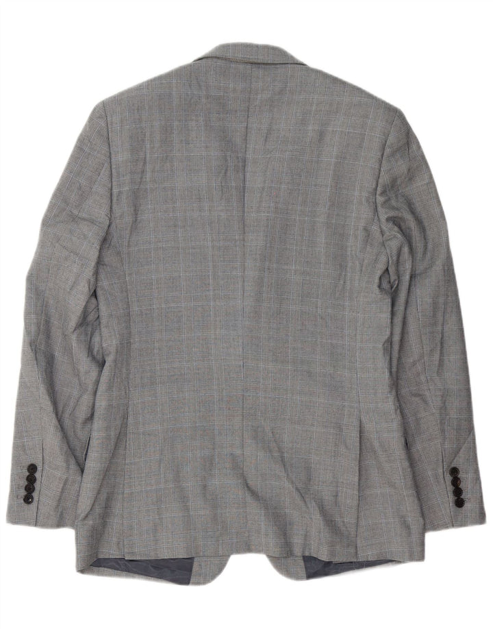 Jaqueta Blazer Masculina Reiss com 1 Botão Reino Unido 36 Pequena Xadrez Cinza