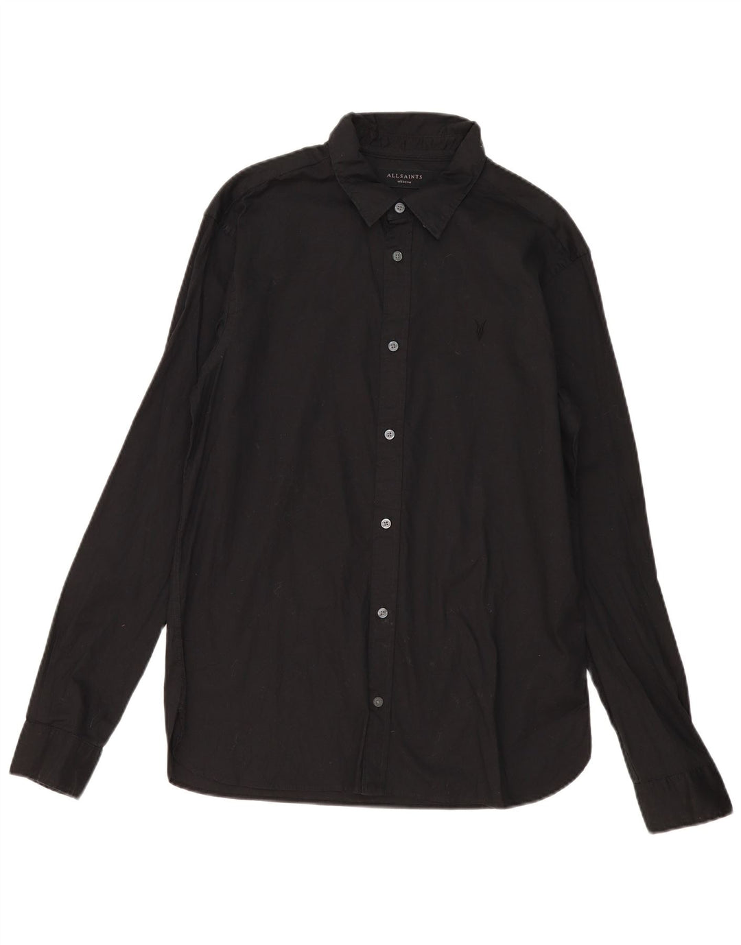 Camisa masculina All Saints de algodão preto médio