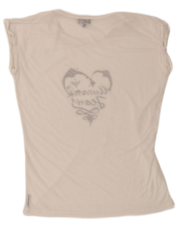 Camiseta feminina Armani Jeans gráfica EU 40 médio branco