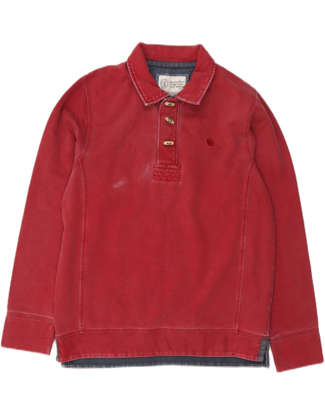 FAT FACE Mens Gráfico Polo Pescoço Moletom Jumper Médio Algodão Vermelho