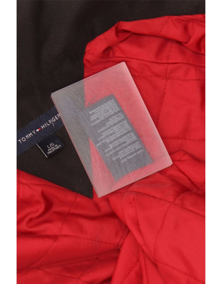 Jaqueta corta-vento masculina Tommy Hilfiger gráfica UK 40 grande preta