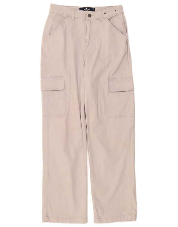 Calça cargo feminina Hollister Dad cintura alta US 2 XS W26 L28 cinza