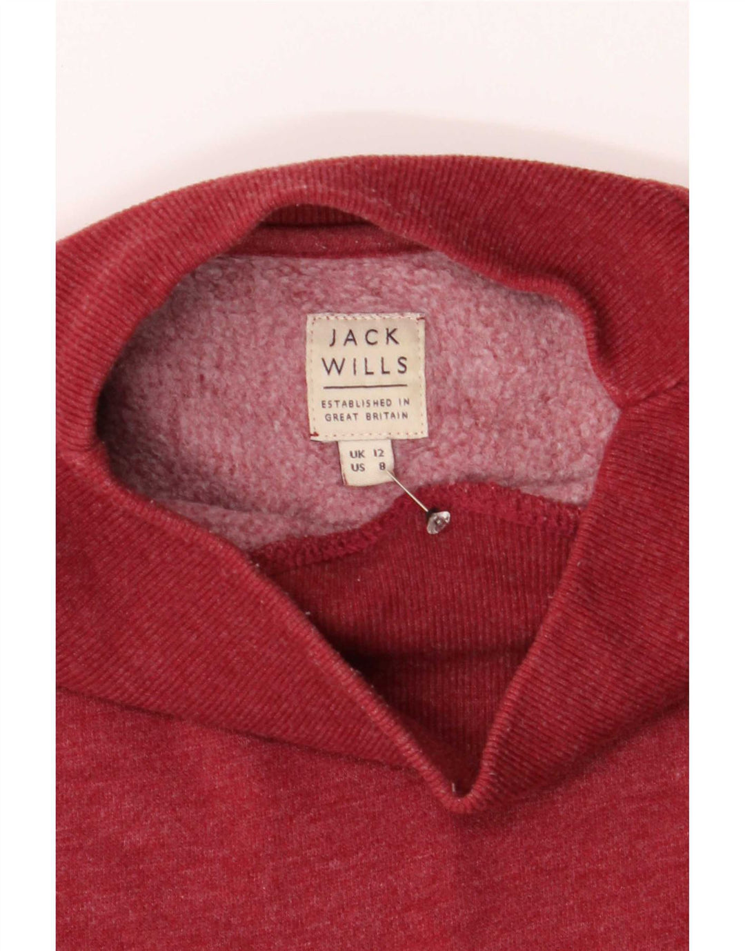 Jack Wills moletom feminino oversized jumper Reino Unido 12 algodão vermelho médio