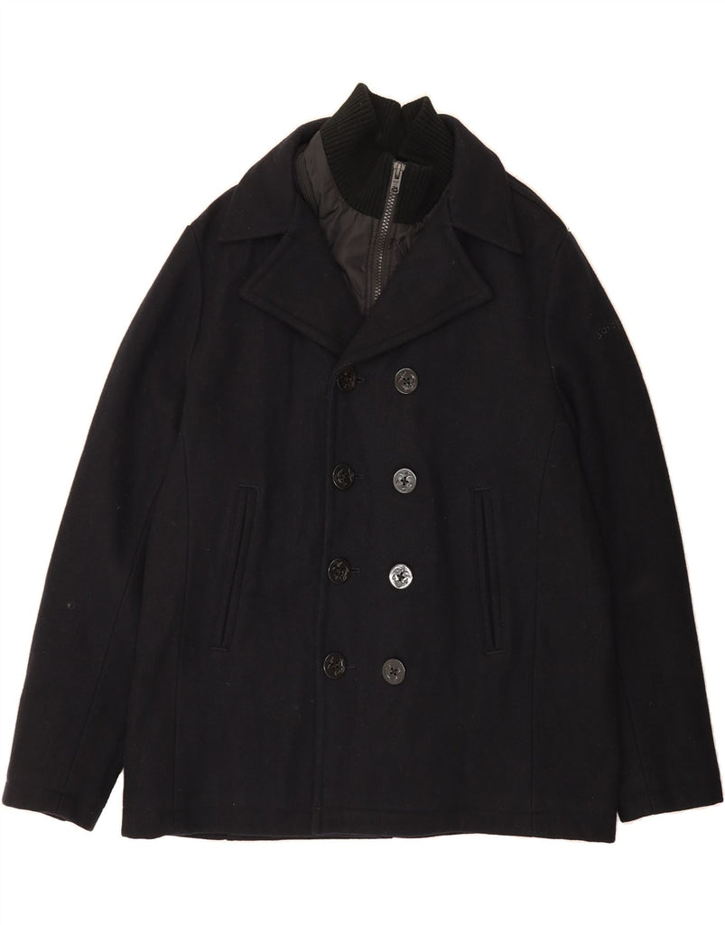 SCHOTT Mens Pea Coat UK 40 Large Navy Blue Wool Vintage Schott and Second-Hand Schott from Messina Hembry 