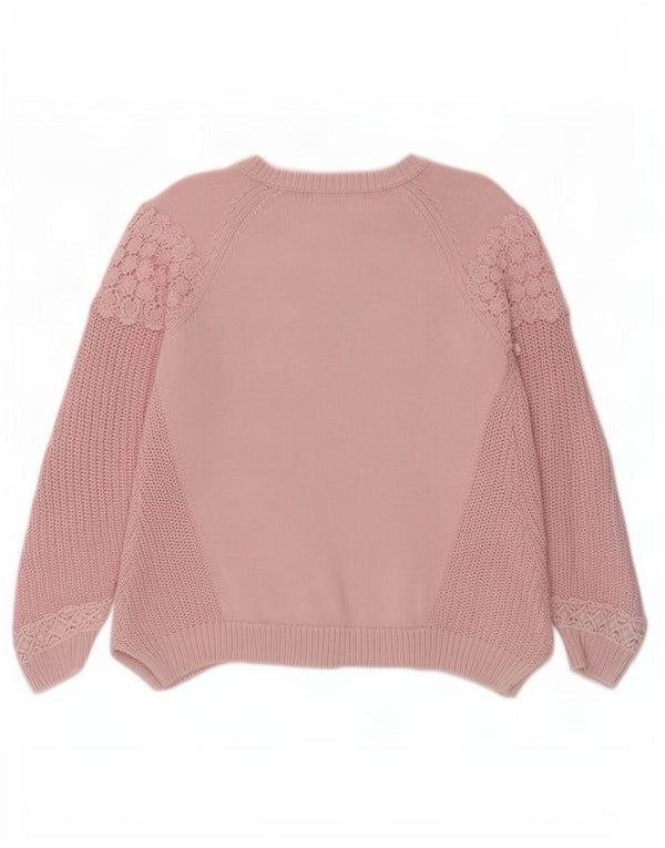 Suéter feminino Marks & Spencer com gola canoa Reino Unido 14 grande rosa floral