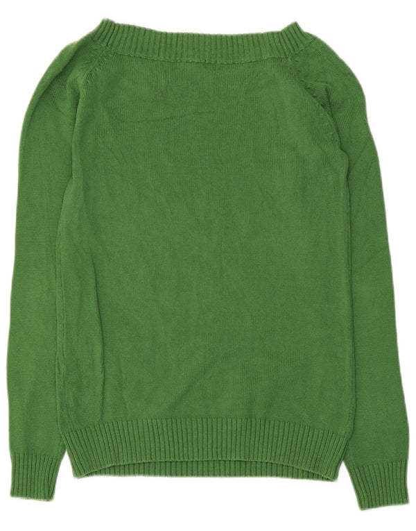Zara Suéter feminino com gola canoa, Reino Unido 14, grande, algodão verde