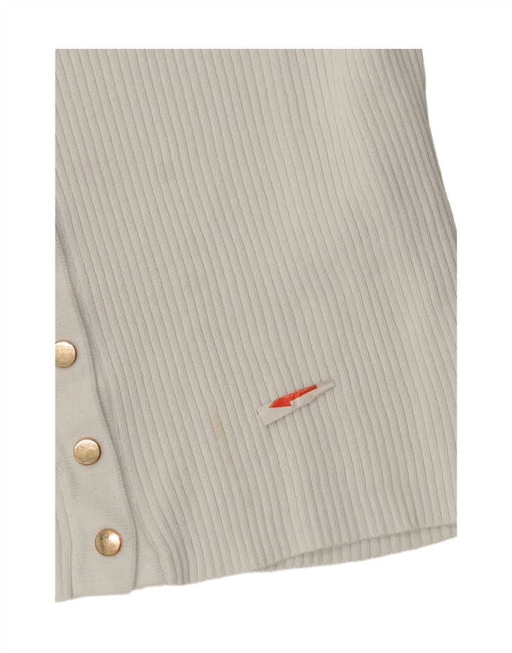Zara Womens Crop Cardigan Top UK 10 Pequeno Branco Poliamida