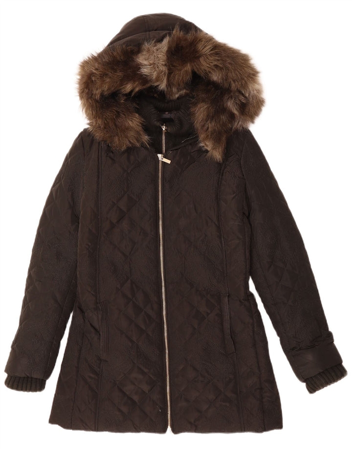 Jaqueta feminina acolchoada com capuz e capuz DESIGUAL EU 38 Médio Preto Paisley