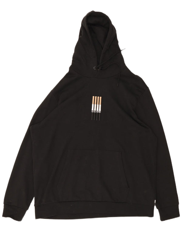 Hugo Boss moletom com capuz gráfico masculino 4XL algodão preto