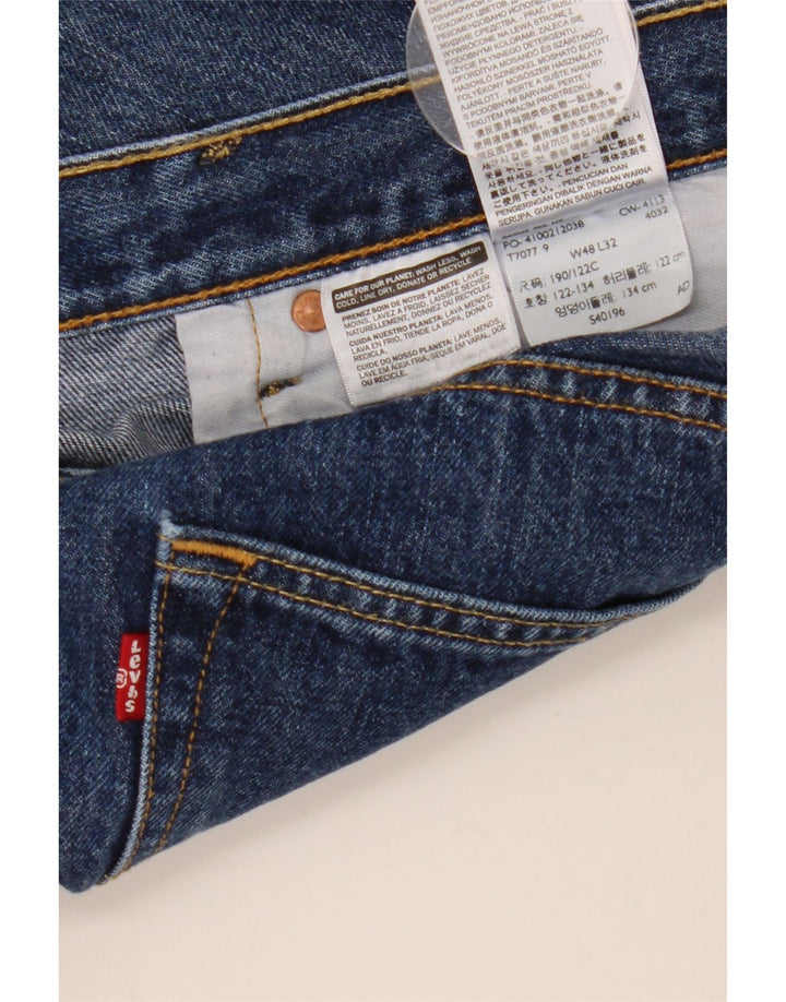 Jeans retos masculinos Levi's W48 L32 algodão azul
