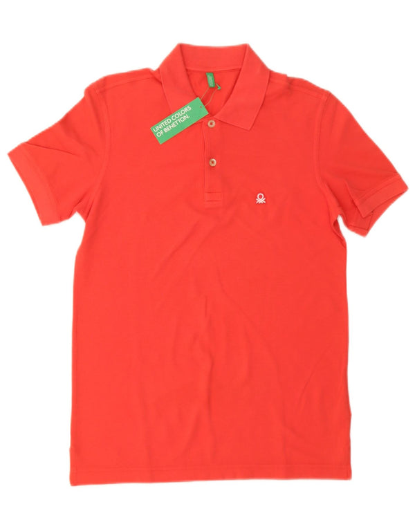 Camisa polo masculina Benetton pequena de algodão vermelho