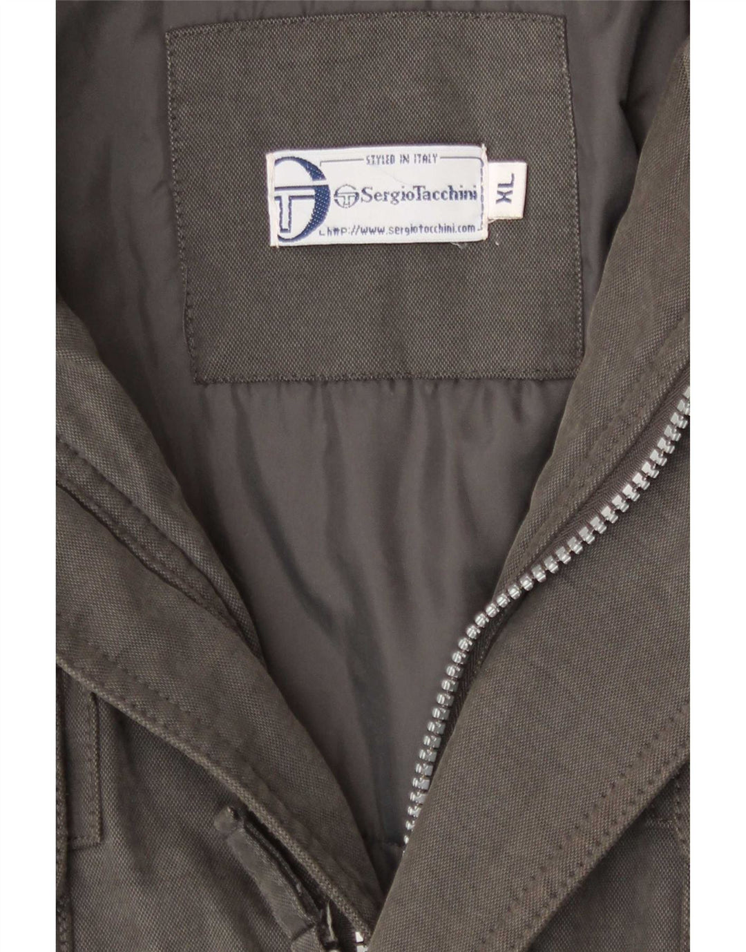 Jaqueta acolchoada com capuz masculina Sergio Tacchini UK 42 XL cinza