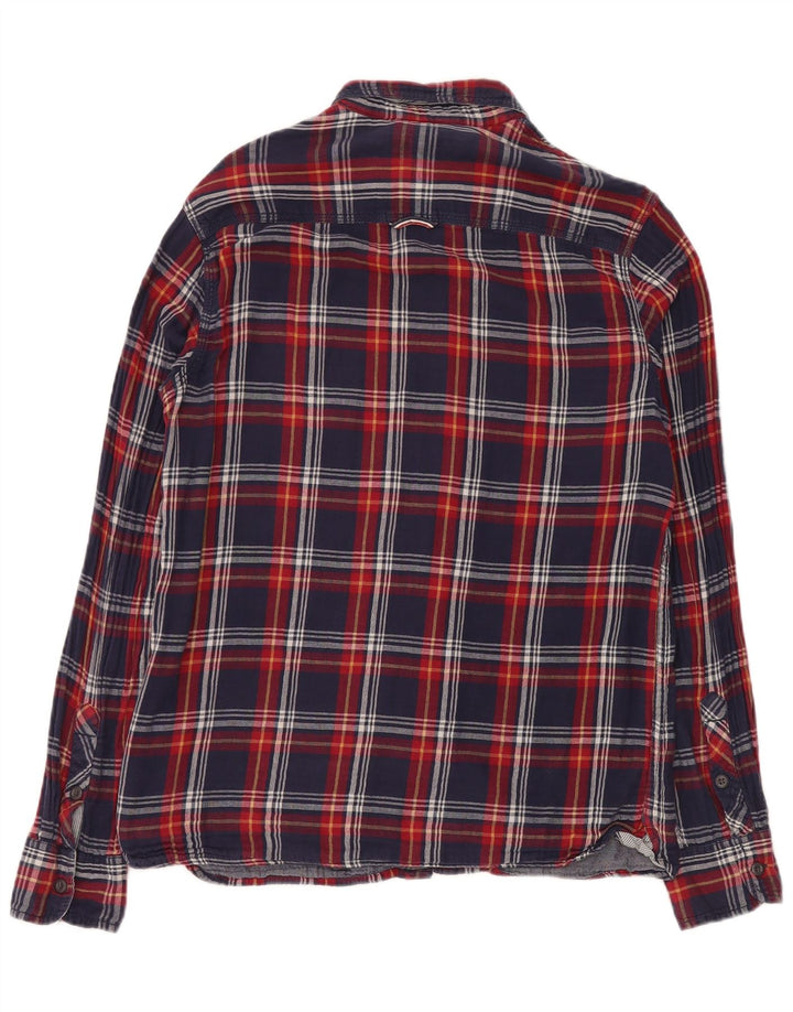 Camisa masculina de flanela TOMMY HILFIGER grande algodão xadrez azul marinho