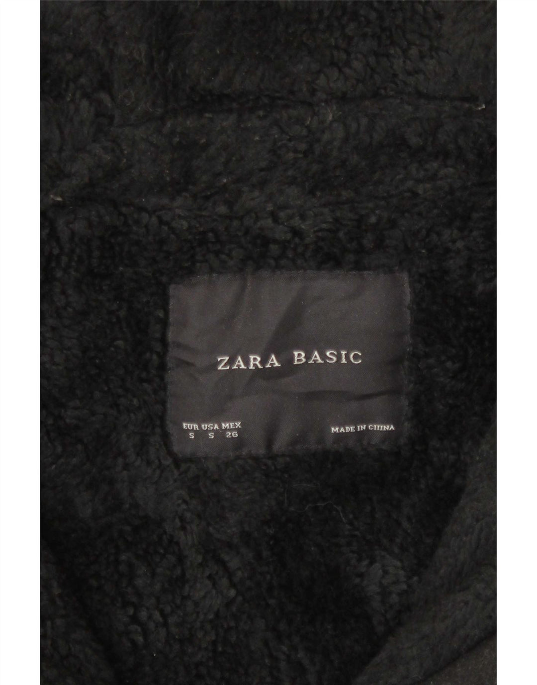 Jaqueta feminina Sherpa com capuz grande Zara Reino Unido 10 pequena lã cinza