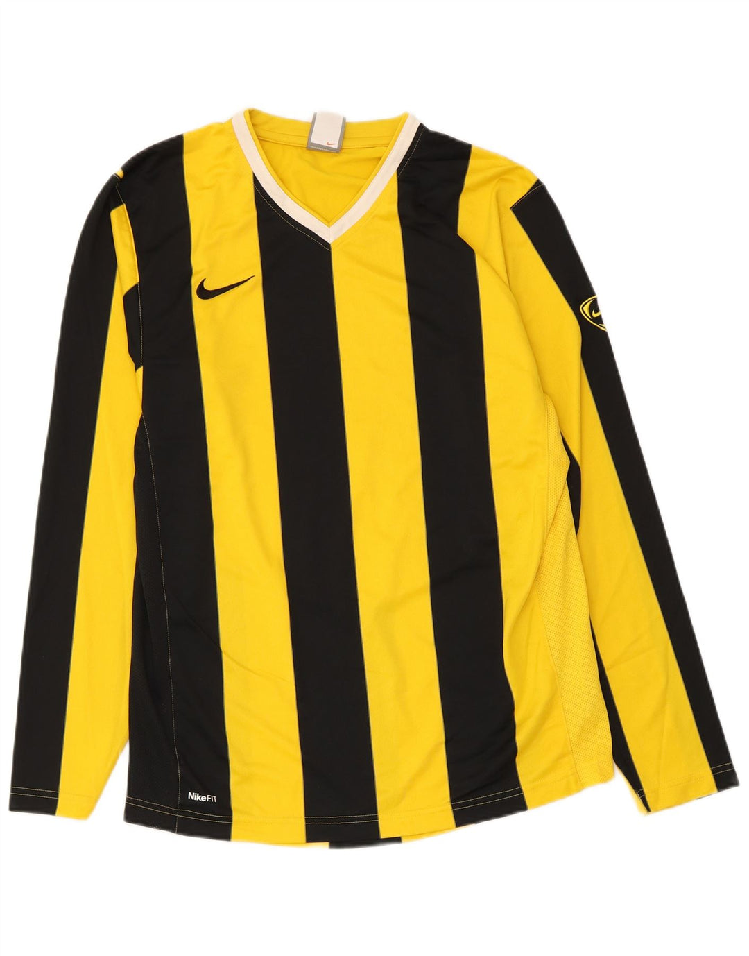 Nike Masculino Top Manga Longa UK 39/41 Poliéster Listrado Amarelo Médio
