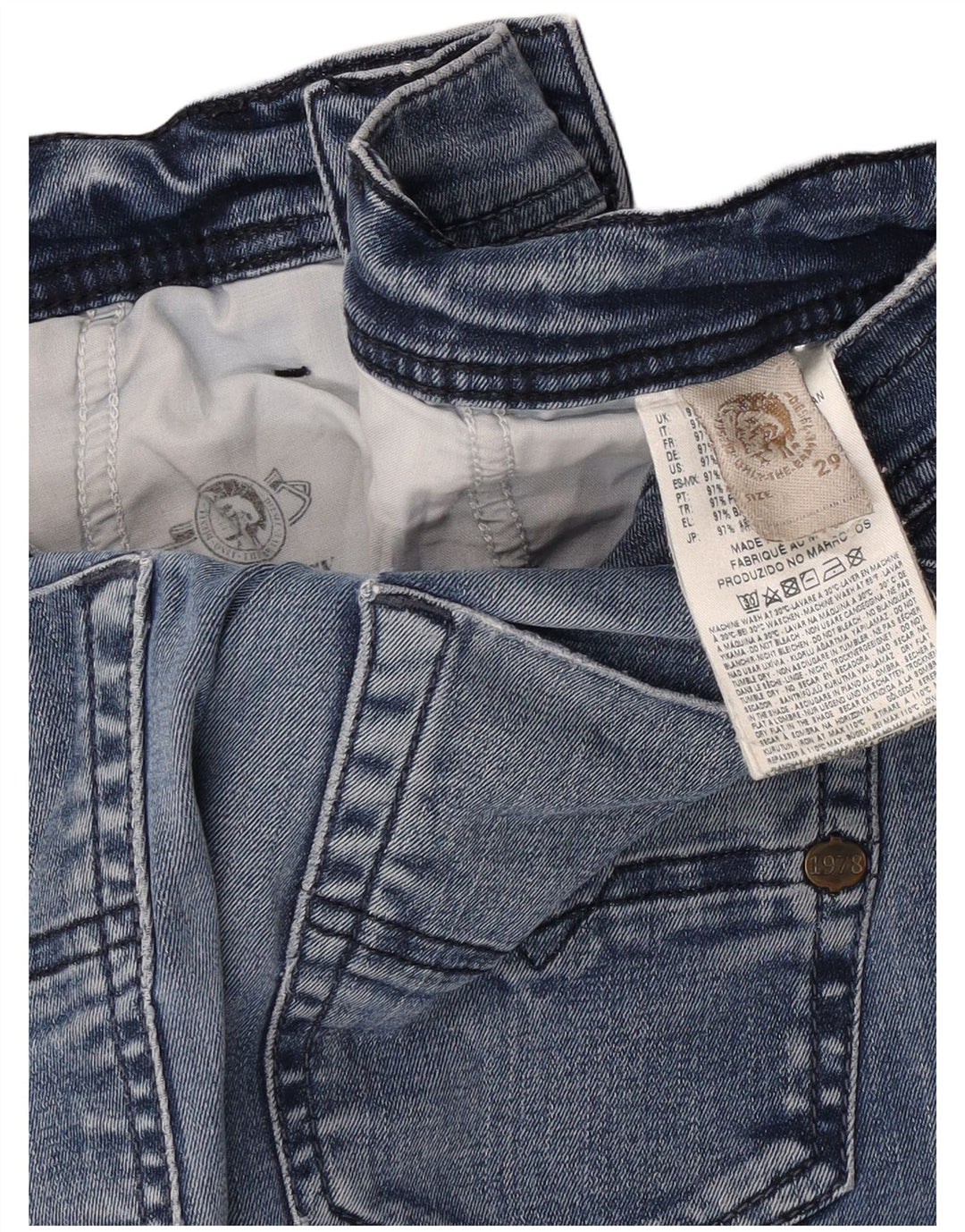 Diesel Mens Slim Jeans W29 L31 Azul Algodão