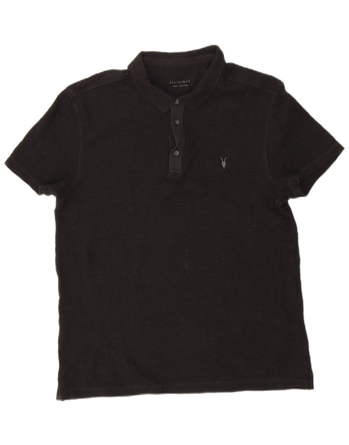 Camisa polo masculina All Saints grande algodão preto