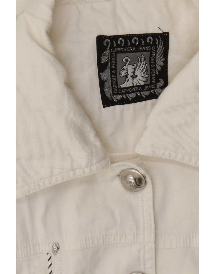 Jaqueta jeans feminina Cappopera UK 12 médio branco