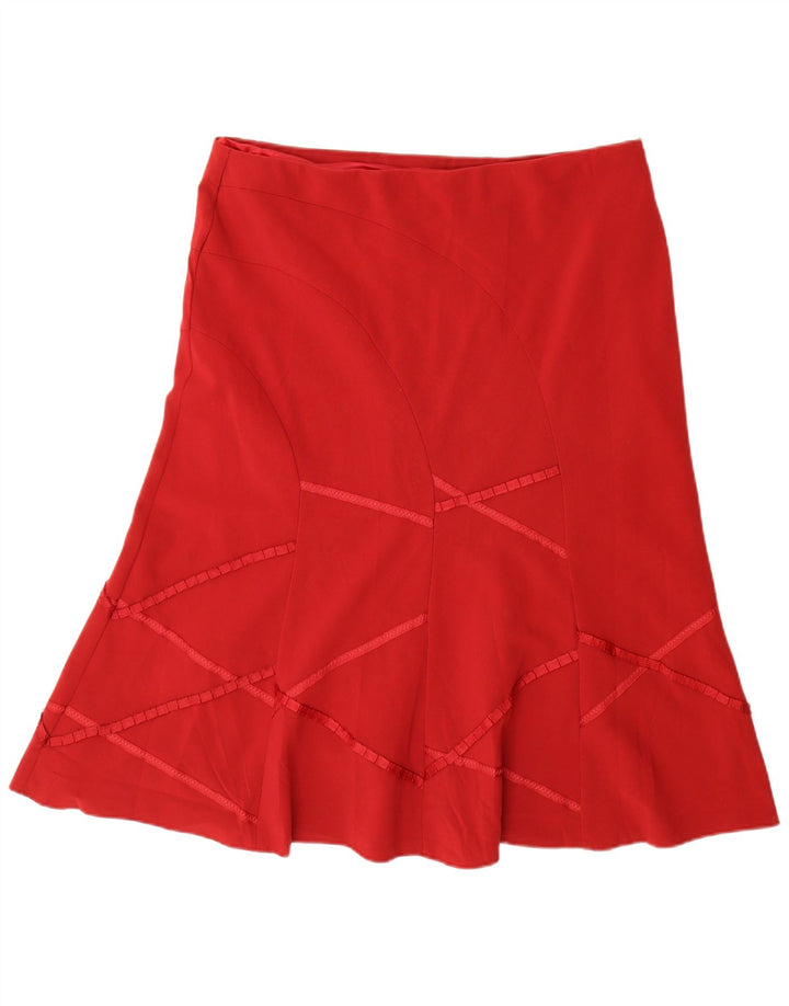 Saia feminina Marks & Spencer A-Line UK 18 XL W38 poliéster vermelho